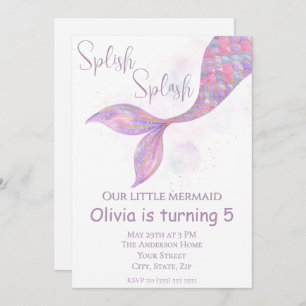 Splish Splash Mermaid Birthday Invitation