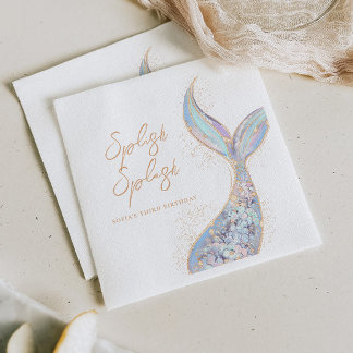 Splish Splash Mermaid Birthday Napkin