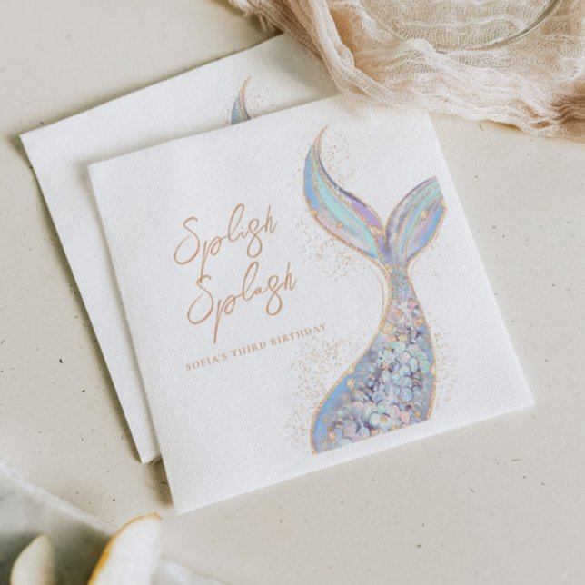 Splish Splash Mermaid Birthday  Napkin (Creator Uploaded)