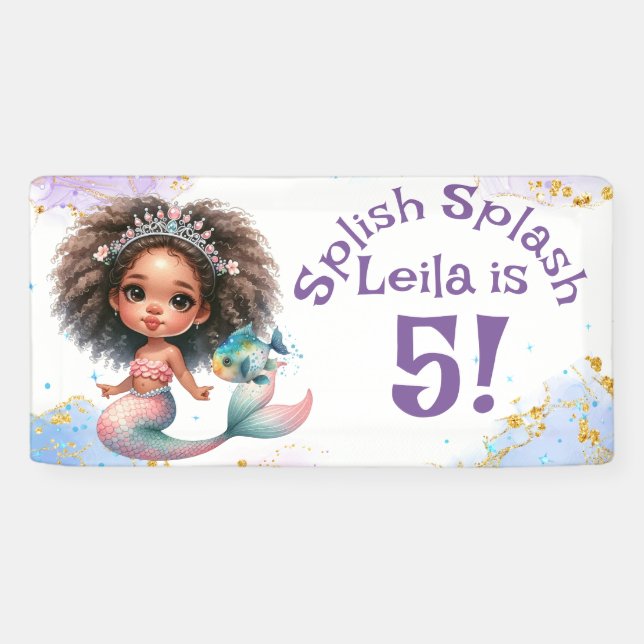 Splish Splash Mermaid Party Birthday   Banner (Horizontal)