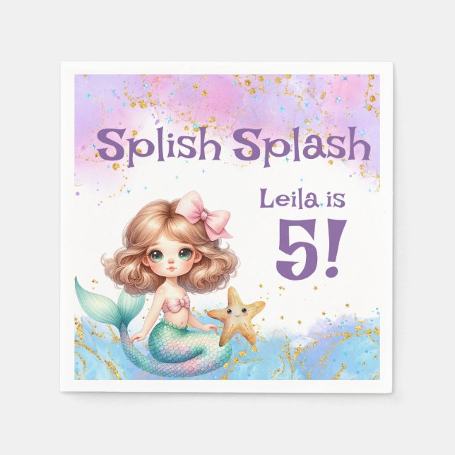 Splish Splash Mermaid Party   Napkin (Front)