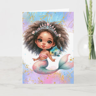 Splish Splash Mermaid Party Plain Birthday Card