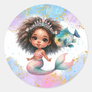 Splish Splash Mermaid Party Plain Round Sticker
