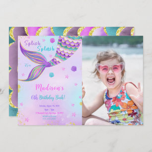 Splish Splash Mermaid Photo Invitation