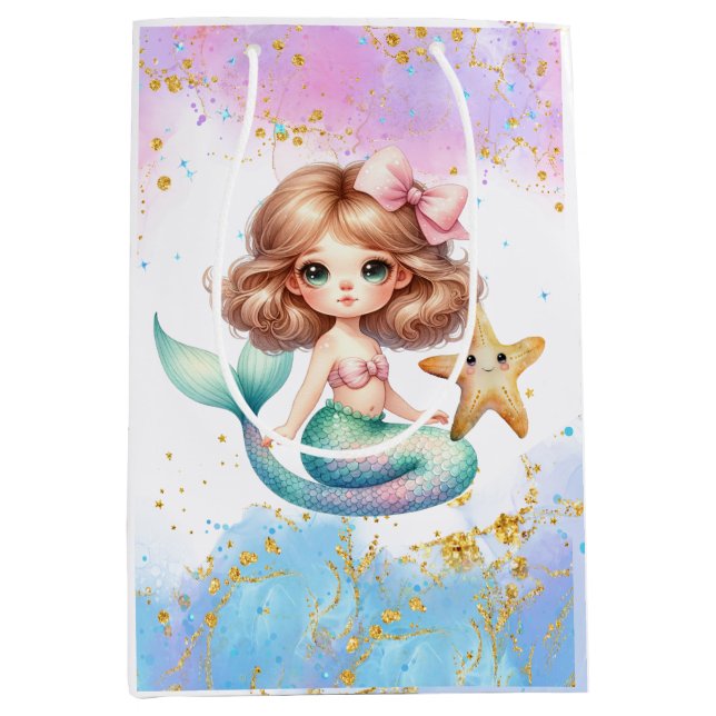 Splish Splash Mermaid Plain Party Gift Bag (Front)