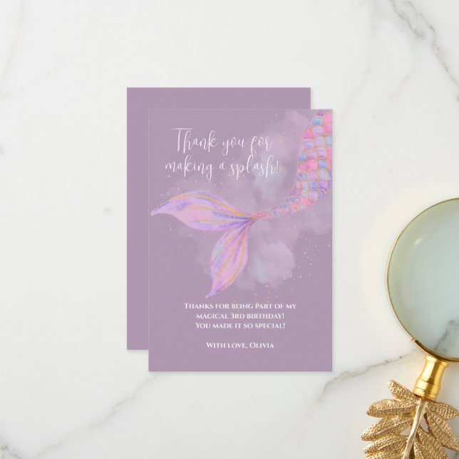 Splish Splash Mermaid Thank You Card  (Front/Back In Situ)