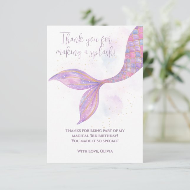 Splish Splash Mermaid Thank You Card  (Standing Front)