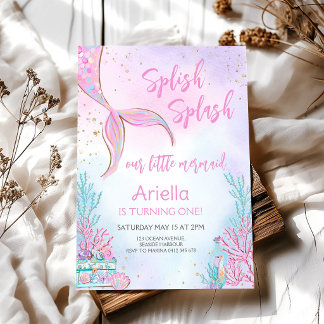 Splish Splash Mermaid Under the Sea Birthday Invitation