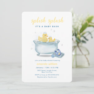 Splish Splash Mommy Duck Bathtub Baby Shower  Invitation