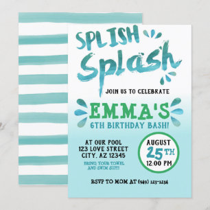 Splish Splash Park Party Summer Boy's Birthday Invitation
