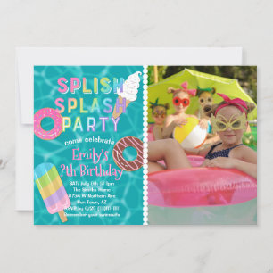 Splish Splash Party l Pool Birthday l Desserts Invitation