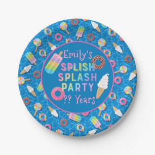 Splish Splash Party l Pool Birthday l Desserts Paper Plate