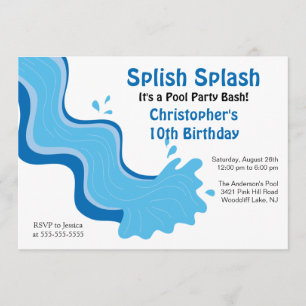 Splish Splash Pool Party Birthday Invitation