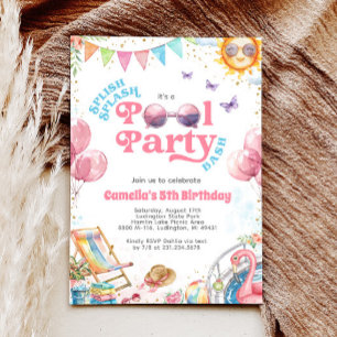 Splish Splash Pool Party  Birthday Invitation