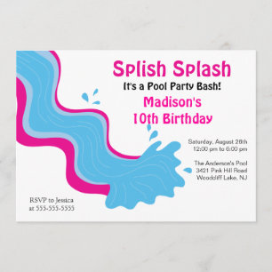 Splish Splash Pool Party Birthday Invitation