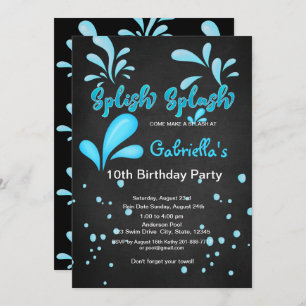 Splish Splash Pool Party Birthday Invitation