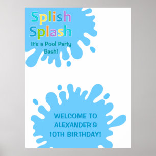 Splish Splash Pool Party Boy Birthday Poster