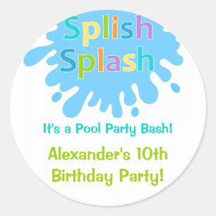 Splish Splash Pool Party Boy Birthday Sticker