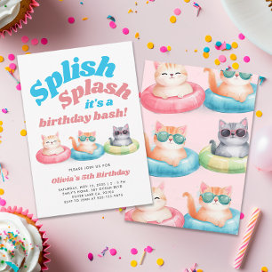 Splish Splash Pool Party Girl Birthday Invitation