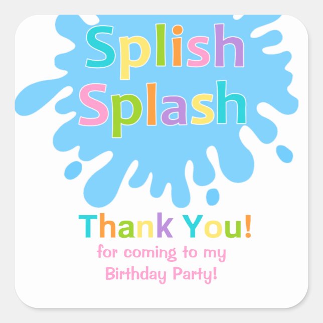 Splish Splash Pool Party Girl Birthday Sticker (Front)