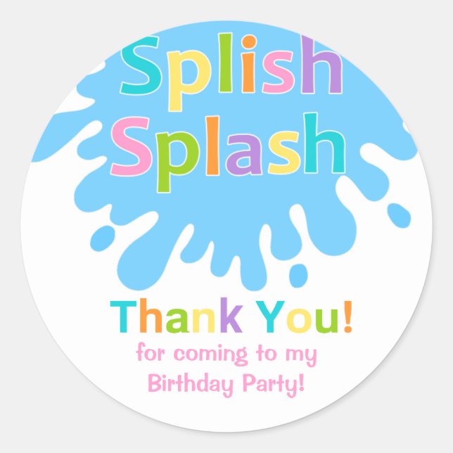 Splish Splash Pool Party Girl Birthday Sticker (Front)