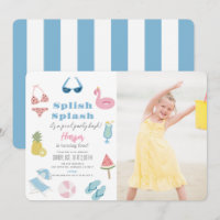 Splish Splash Pool Party Girl Photo Birthday