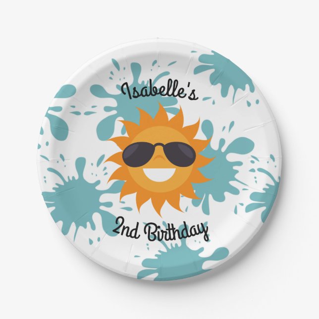 Splish Splash Pool Party Personalised Plates (Front)