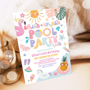 Splish Splash Pool Party Summer Birthday  Invitation