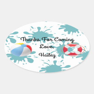 Splish Splash Pool Party Thank You Sticker
