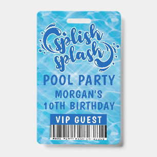 Splish Splash Pool Party VIP Invitation ID Badge