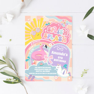 Splish Splash Retro Groovy Daisy Birthday Invitati Invitation