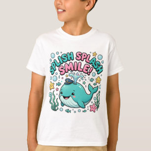 Splish Splash Smile Cute Whale T-Shirt Kids