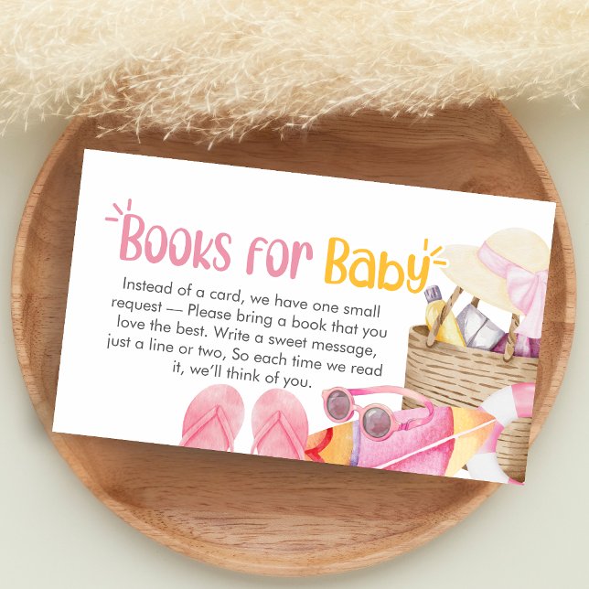 Splish Splash Summer Baby Shower Books for Baby Enclosure Card (Pink Splish Splash Baby Shower Books for Baby)