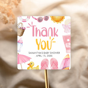 Splish Splash Summer Baby Shower Square Sticker