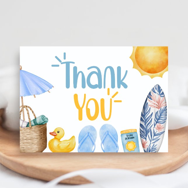 Splish Splash Summer Baby Shower Thank You Card (Blue Splish Splash Baby Shower Thank You Card)