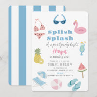 Splish Splash Summer Pool Party Girl 1st Birthday