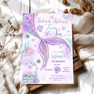Splish Splash Two the Sea Mermaid 2nd Birthday Invitation