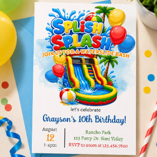 Splish Splash Waterslide Birthday Bounce House Invitation