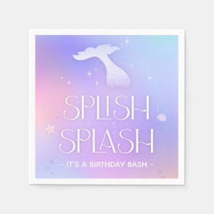 Splish Splash Whimsical Sparkly Mermaid Birthday Napkin