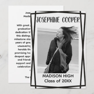 Split Border Graduation Photo Letterpress  Invitation