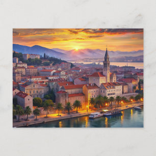 Split city Croatia Sunset Postcard