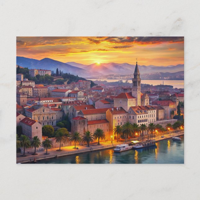 Split city Croatia Sunset Postcard (Front)