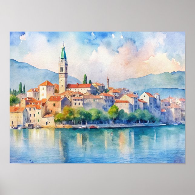 Split city Croatia Watercolor Painting Poster (Front)