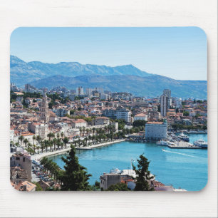 Split city seafront aerial view, Dalmatia, Croatia Mouse Mat