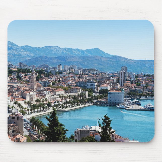 Split city seafront aerial view, Dalmatia, Croatia Mouse Mat (Front)