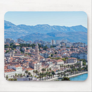 Split city seafront aerial view, Dalmatia, Croatia Mouse Mat