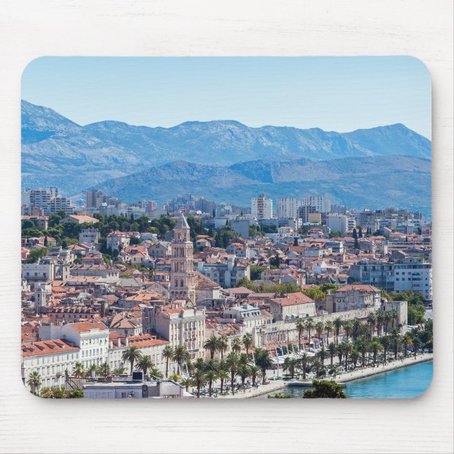 Split city seafront aerial view, Dalmatia, Croatia Mouse Mat (Front)