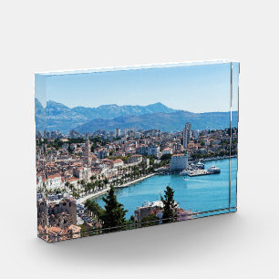 Split city seafront aerial view, Dalmatia, Croatia Photo Block