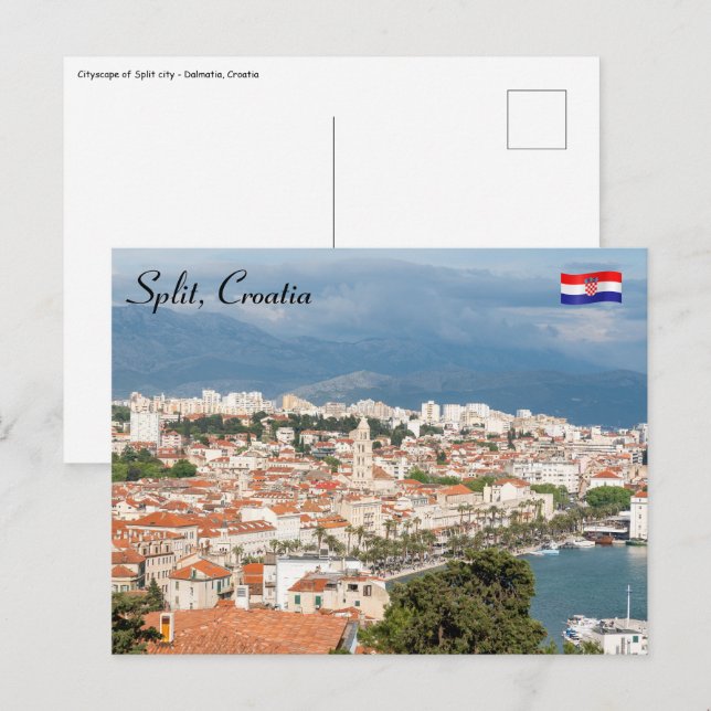 Split city seafront aerial view, Dalmatia, Croatia Postcard (Front/Back)