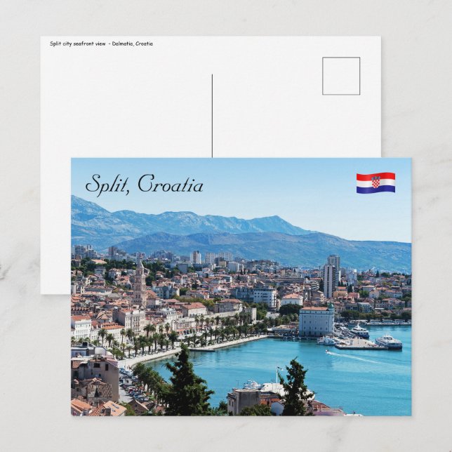 Split city seafront aerial view, Dalmatia, Croatia Postcard (Front/Back)